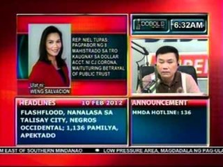 DB: Tupas: TRO sa dollar accounts ni Corona, maituturing na betrayal of public trust (021012)