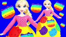 DIY Frozen Elsa Rainbow Hello Kitty Dress Play Doh Modelling Clay HowTo Disney Princess
