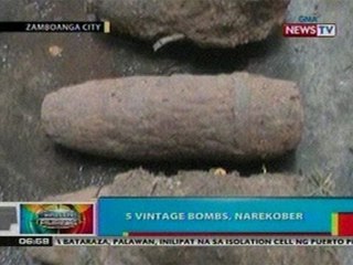 BP: 5 vintage bombs sa Zamboanga,   narekober