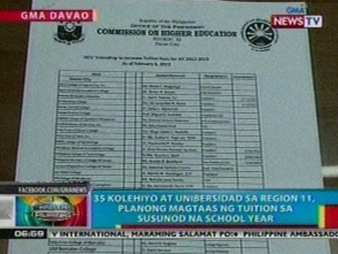 BP: 35 kolehiyo at unibersidad sa Region 11, planong magtaas ng tuition sa next school year