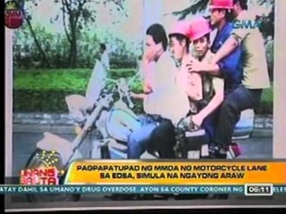 UB: Pagpapatupad ng MMDA ng motorcycle lane sa EDSA, simula na ngayong araw (021412)