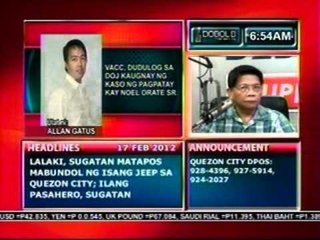 DB: VACC, dudulog sa DOJ kaugnay ng kaso ng pagpatay kay Noel Orate Sr. (021712)