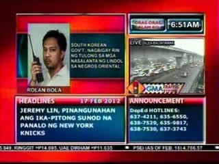 DB: South Korean Gov't., nagbigay rin ng tulong sa mga taga Negros Oriental (021712)