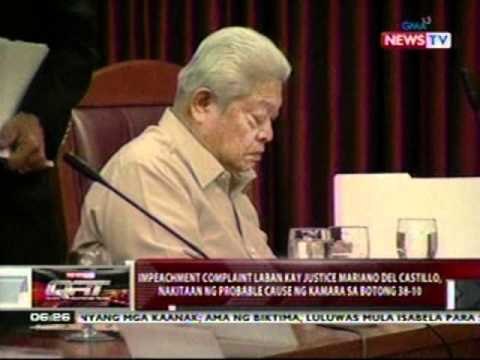 QRT: Impeachment complaint vs Justice del Castillo, nakitaan ng probable cause sa botong 38-10