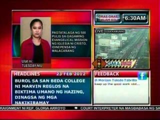 DB: Pagtatalaga ng 500 Pulis sa Evangelical Mission ng INC, idinepensa ng Malacañang (022312)