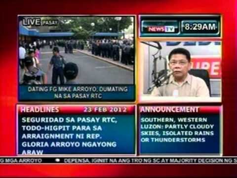 DB: Ex-FG Mike Arroyo, dumating na sa Pasay RTC (022312)