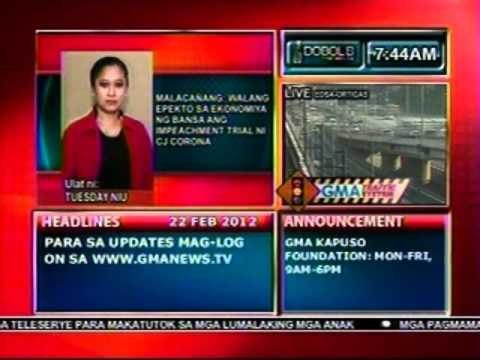DB: Malacañang, walang epekto sa ekonomiya ng bansa ang impeachment trial ni CJ Corona