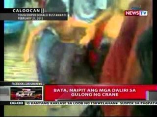 QRT: Bata, naipit ang mga daliri   sa gulong ng crane (Caloocan)