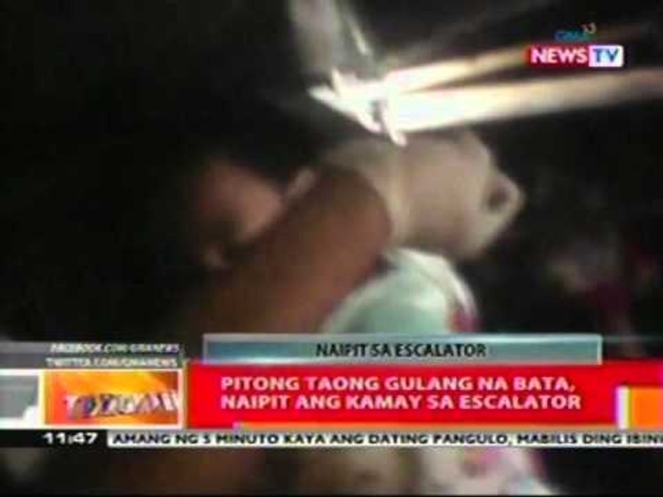 BT: Pitong taong gulang na bata,   naipit ang kamay sa escalator