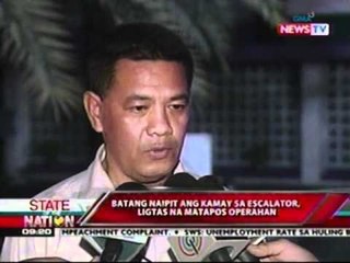 SONA: Batang naipit ang kamay sa escalator, ligtas na matapos operahan