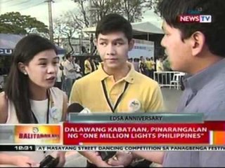 BT: Dalawang kabataan,   pinarangalan ng 'One million   lights Philippines'
