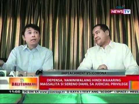BT: Prosekusyon, iaapela na ipatawag ng impeachment court na tumestigo si Justice Sereno