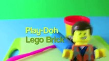 Lego Play Doh Brick Emmet builds a Playdough Block with Play Doh Can