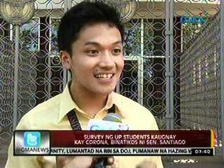 24oras: Survey ng UP students   kaugnay kay Corona, binatikos ni   Sen. Santiago