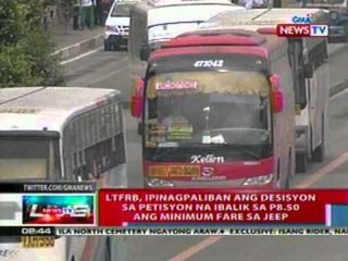NTL: LTFRB, ipinagpaliban ang desisyon sa petisyon na ibalik sa P8.50 ang minimum fare sa jeep