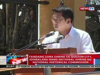 Tandang Sora shrine sa Q.C., idineklara nang national shrine ng national historical   commission