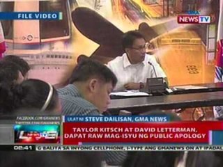 NTL: Taylor Kitsch at David Letterman, dapat raw mag-isyu ng public apology