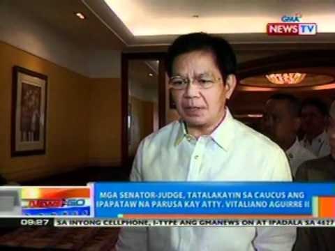 NTG: Mga Senator-Judge, tatalakayin sa caucus ang ipapataw na parusa kay Atty. Aguirre (030612)