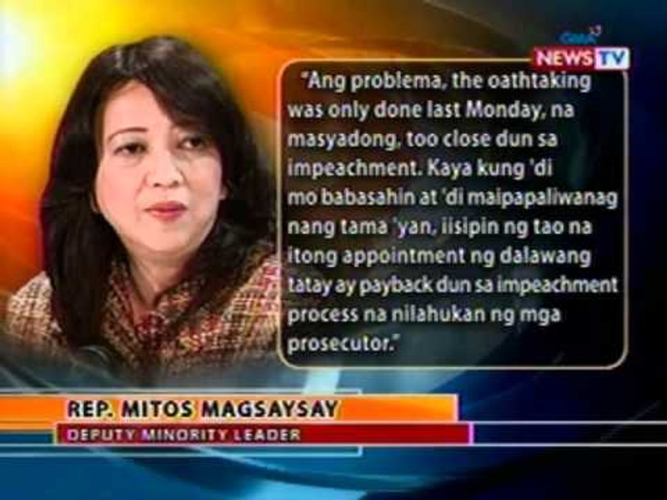 BT: Giit ng palasyo, naitalaga   ang appointees bago pa magsimula   ang impeachment trial