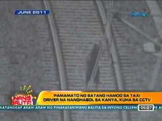 UB: Pamamato ng batang hamog sa taxi driver na nanghabol sa kanya, kuha sa CCTV (030812)