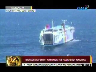24 Oras: Bahagi ng ferry, nasunog sa Batangas; 45 pasahero, nailikas