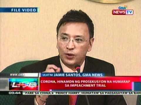 NTL: Corona, hinamon ng prosekusyon na humarap sa impeachment trial