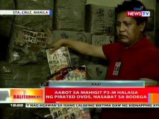 BT: Aabot sa mahigit na P3-M   halaga ng pirated DVD's, nasabat   sa bodega