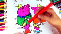 Happy Peppa Pig Family Coloring Pages Fun Art Video for Kids- Rainbow Studio