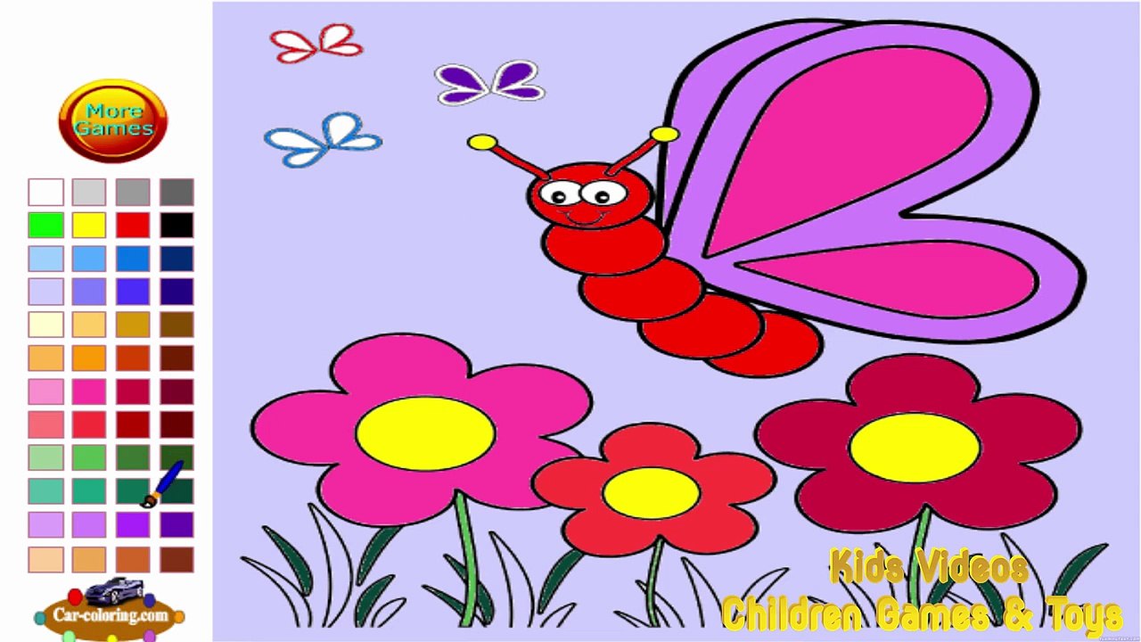 Learn Colors for Kids and Color Flower and Butterfly Coloring Pages