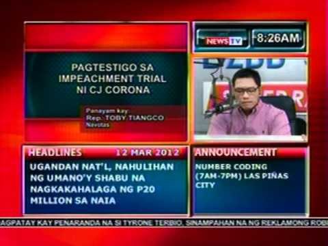 DB: Panayam kay Rep. Toby Tiangco kaugnay sa pagtestigo niya sa Impeachment (031212)