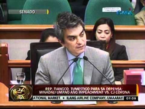 24 Oras: Rep. Tiangco, tumestigo para sa depensa; minadali umano ang Impeachment vs. CJ Corona