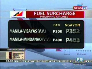 OC: Fuel surcharge ng PAL sa kanilang   domestic flights, tumaas na