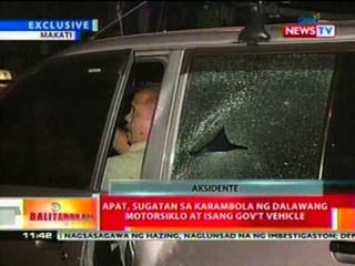 BT:  4, sugatan sa karambola ng 2   motorsiklo at isang gov't vehicle sa   Makati