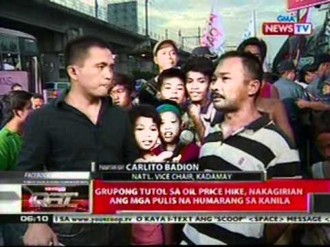 QRT: Grupong tutol sa oil price hike, nagkagirian ang mga pulis na humarang sa kanila