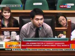 BT: LRA Administrator at property mngrs, inaasahang haharap sa impeachment trial mamaya