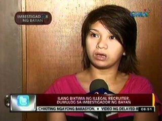 24 Oras: Ilang biktima ng illegal recruiter, dumulog sa Imbestigador ng Bayan