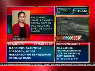 DB: Malacañang, umapela sa North Korea Gov't na 'wag ituloy ang satellite launch sa Abril (032212)