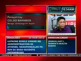 DB: Panayam kay Manager Celso Bayabos ng Zamboanga Int'l Airport (032612)