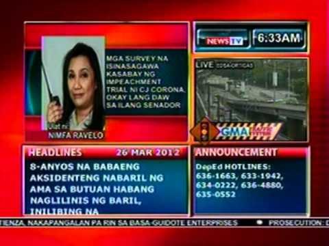 DB: Mga survey na isinasagawa kasabay ng Impeachment, okay lang daw sa ilang Senador (032612)