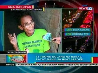 BP: 71 taong gulang na babae sa Pangasinan,   patay dahil sa heat stroke