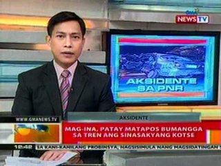 BT: Pagsalpok ng PNR train sa isang kotse sa Laguna, iniimbestigahan na ng PNR