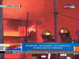 NTG: 50 bahay sa Cainta, Rizal, nasunog; 100 pamilya, nawalan ng tirahan (032912)