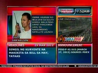 DB: OWWA: Kaanak ng mga OFW sa South Korea, walang dapat ipangamba sa satellite launch (032912)