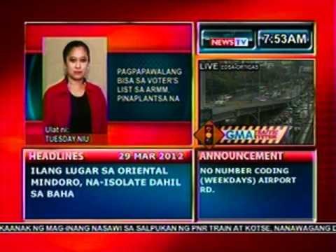 DB: Pagpapawalang bisa sa voter's list sa ARMM, pinaplantsa na (032912)