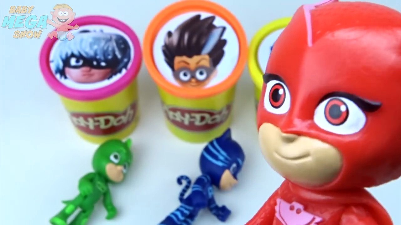 Play Doh Clay PJ MASKS Disney Toys Collection Gekko Owlette Catboy Learn Colors in English