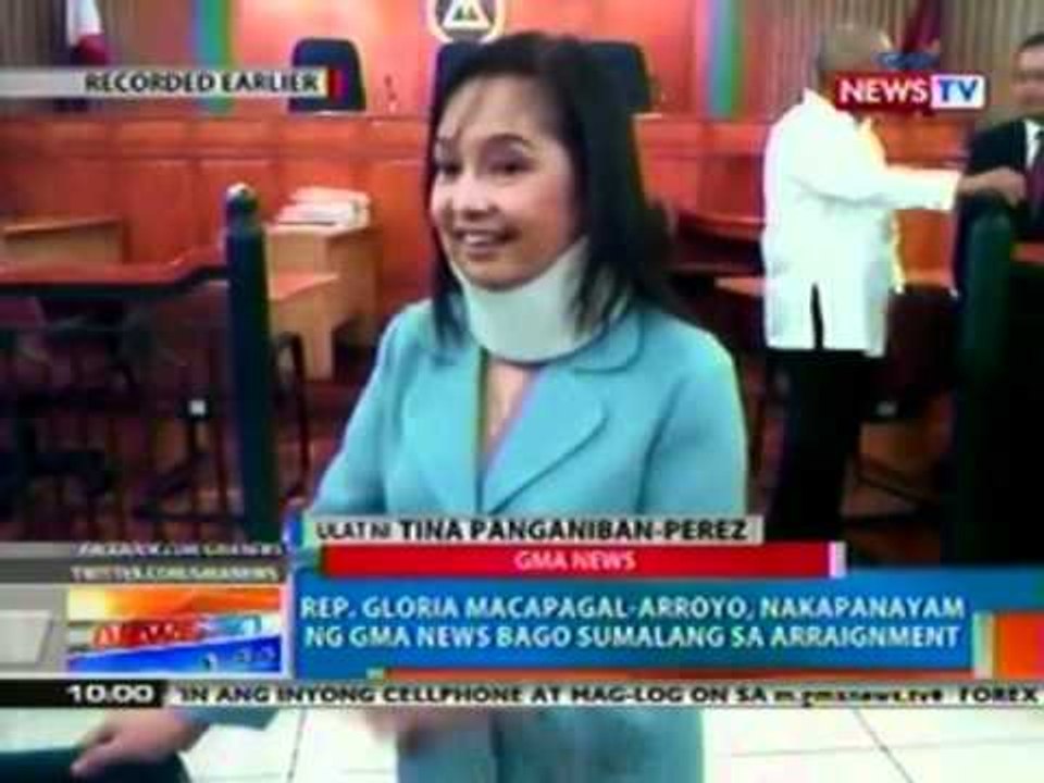 NTG: Rep. Gloria Arroyo,  nakapanayam ng GMA News bago   sumalang sa arraignment