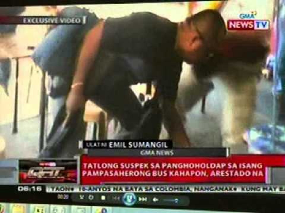 QRT: Tatlong suspek sa panghoholdap sa   isang pampasaherong bus kahapon,   arestado na