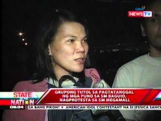 Grupong tutol sa pagtatanggal ng   mga puno sa SM Baguio,   nagprotesta sa SM Megamall