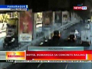 BT: Kotse sa Paranaque, bumangga sa   concrete railing