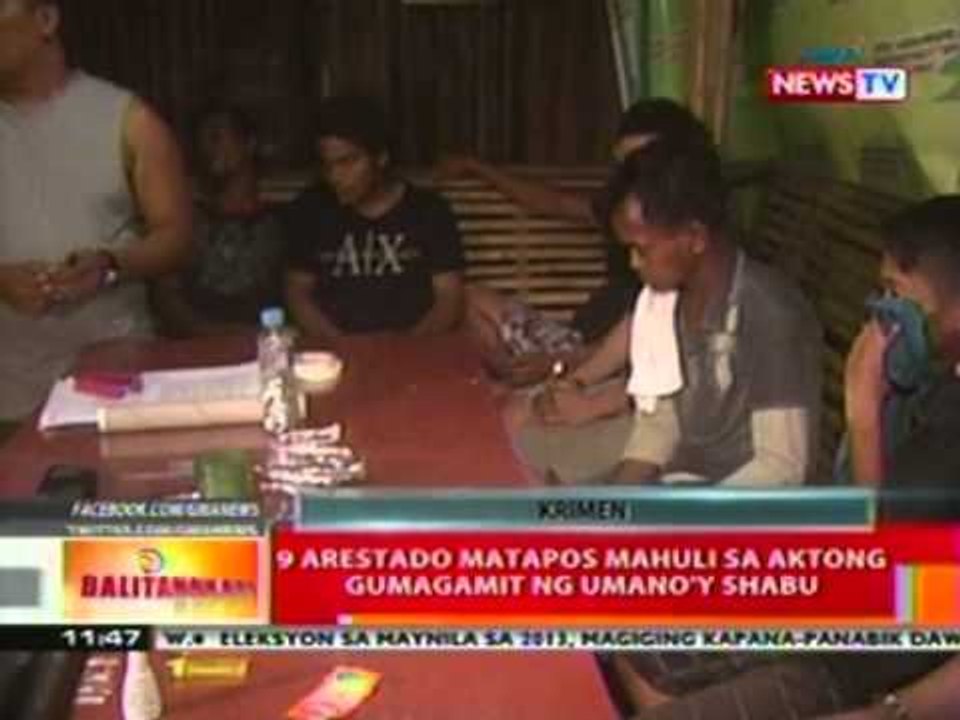 BT: 9 arestado matapos mahuli sa   aktong gumagamit ng umano'y   shabu (Laguna)